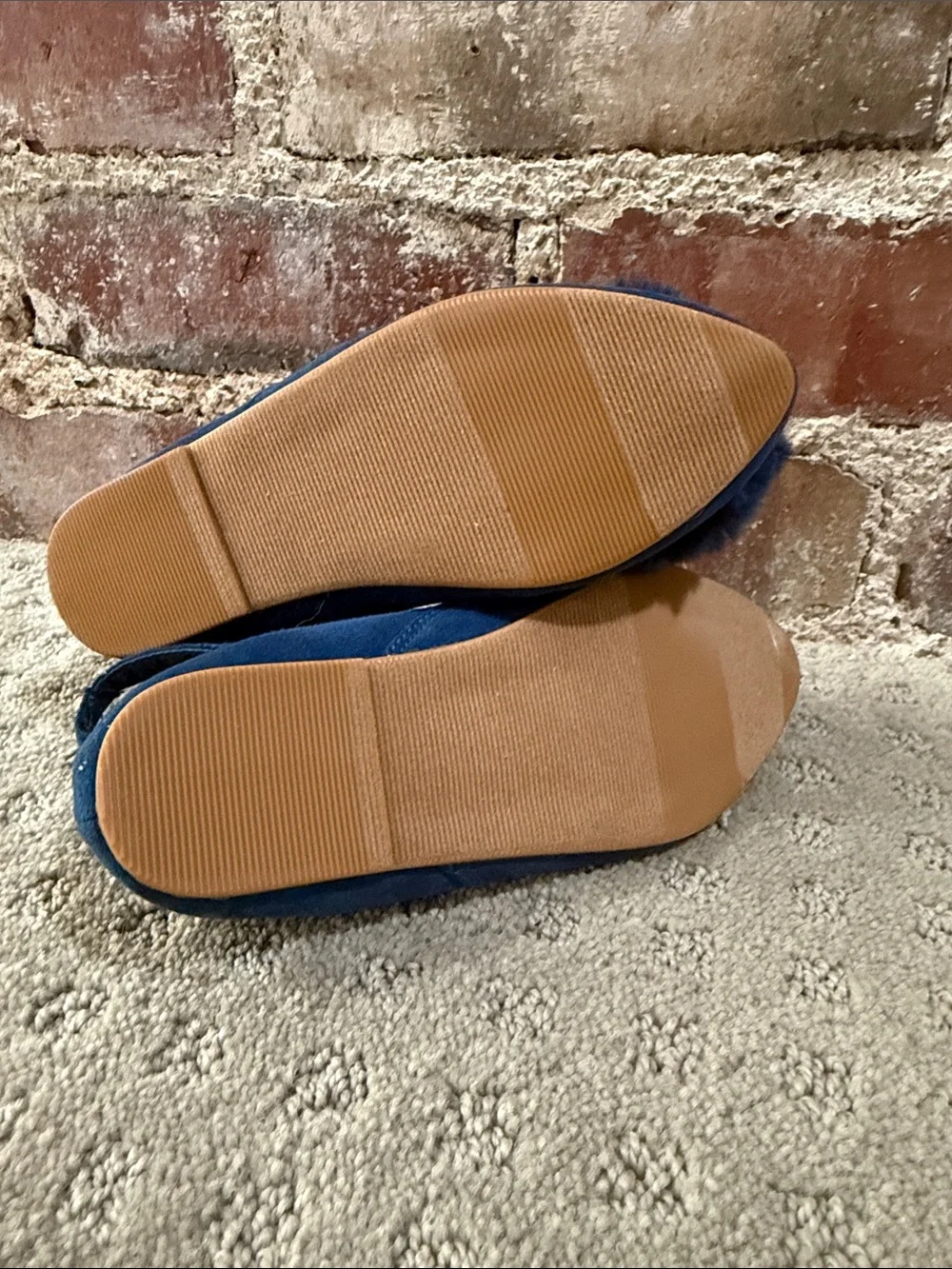 Old Navy Navy Pom Pom Ankle Tie Flats